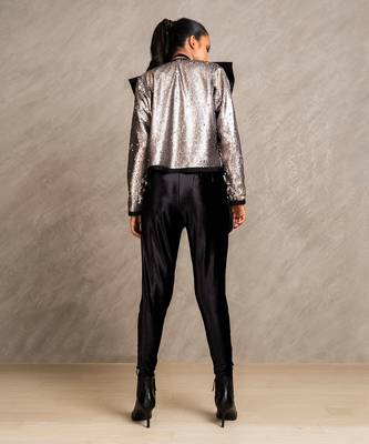 Silver & Grey Matte Sequins Blair Jacket 3
