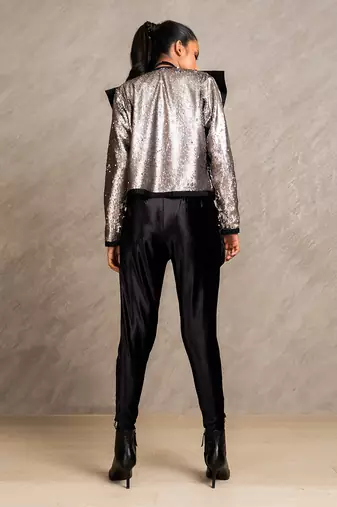 Silver & Grey Matte Sequins Blair Jacket