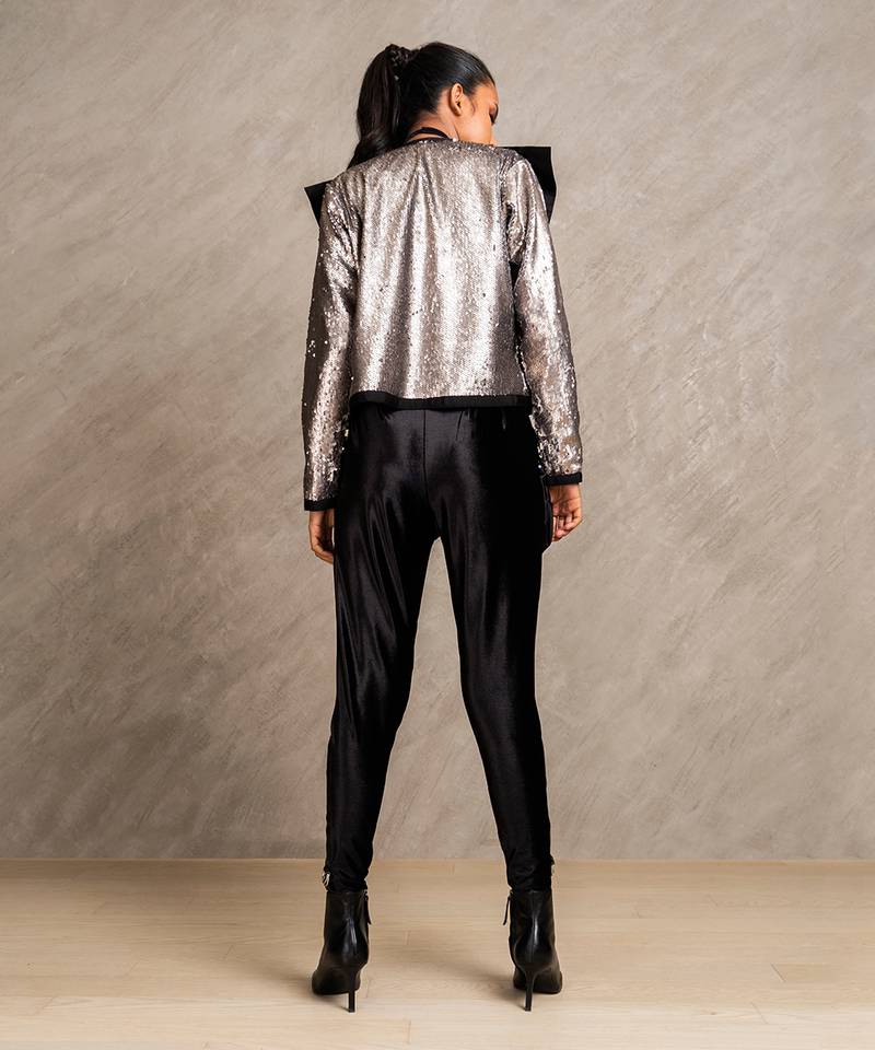 Silver & Grey Matte Sequins Blair Jacket