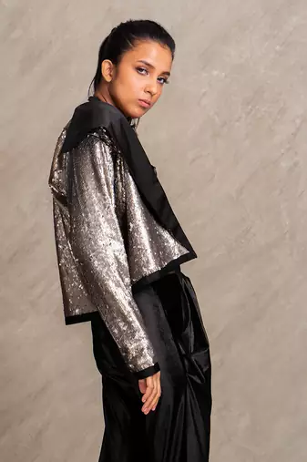Silver & Grey Matte Sequins Blair Jacket