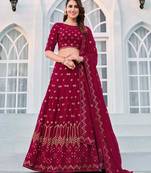 RANI PINK THREAD AND SEQUINS EMBROIDERED GEORGETTE FESTIVE & PARTY WEAR SEMI STITCHED LEHENGA
