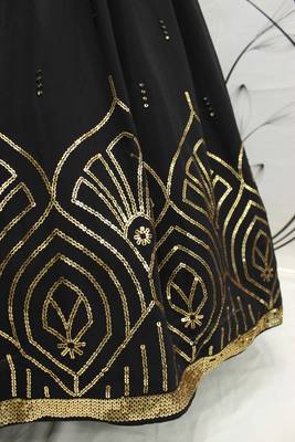 BLACK THREAD AND SEQUINS EMBROIDERED GEORGETTE FESTIVE & PARTY WEAR SEMI STITCHED LEHENGA 5