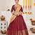 Maroon & Beige Semi-Stitched  Half Saree & Unstitched Blouse With Dupatta