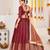 Maroon & Beige Semi-Stitched  Half Saree & Unstitched Blouse With Dupatta
