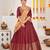 Maroon & Beige Semi-Stitched  Half Saree & Unstitched Blouse With Dupatta