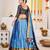 Blue & Gold-Toned Semi-Stitched  Half Saree & Unstitched Blouse With Dupatta