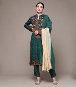 Green Floral Print Kurta With Pant And Dupatta