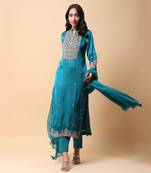 Teal Festive Salwar Kameez for Women