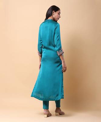 Teal Festive Salwar Kameez for Women 5