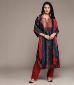Navy Blue Printed Kurta With Pant And Dupatta