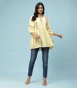 Yellow Kurti with Thread Embroidery