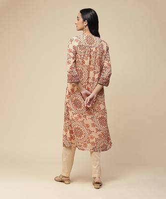 AARKE Beige Printed Kurta Set 4