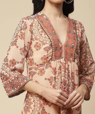 AARKE Beige Printed Kurta Set 5