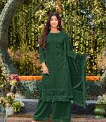 Dark-green embroidered faux georgette salwar