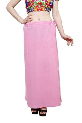 Baby Pink Women's Cotton Plain Stitched Inskirt Saree Petticoats 1