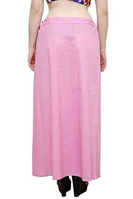 Baby Pink Women's Cotton Plain Stitched Inskirt Saree Petticoats 2