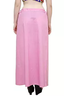 Baby Pink Women's Cotton Plain Stitched Inskirt Saree Petticoats