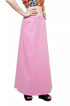 Baby Pink Women's Cotton Plain Stitched Inskirt Saree Petticoats