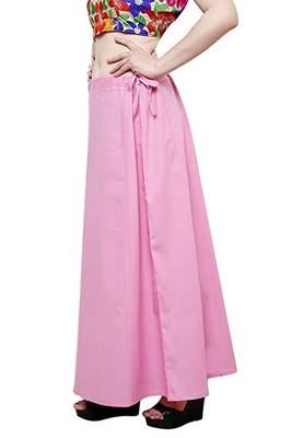 Baby Pink Women's Cotton Plain Stitched Inskirt Saree Petticoats 4