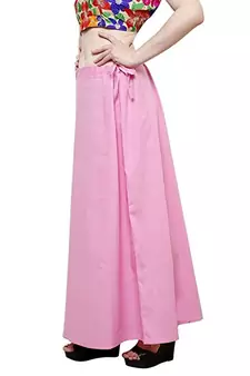 Baby Pink Women's Cotton Plain Stitched Inskirt Saree Petticoats