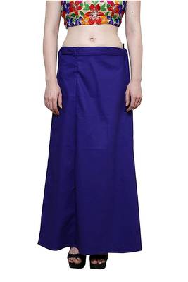 Blue Women's Cotton Plain Stitched Inskirt Saree Petticoats 1