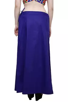 Blue Women's Cotton Plain Stitched Inskirt Saree Petticoats
