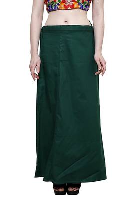 Dark Green Women's Cotton Plain Stitched Inskirt Saree Petticoats 1