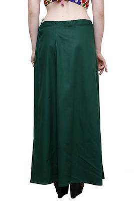 Dark Green Women's Cotton Plain Stitched Inskirt Saree Petticoats 2