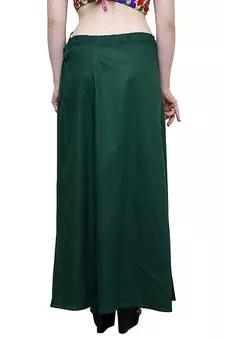 Dark Green Women's Cotton Plain Stitched Inskirt Saree Petticoats