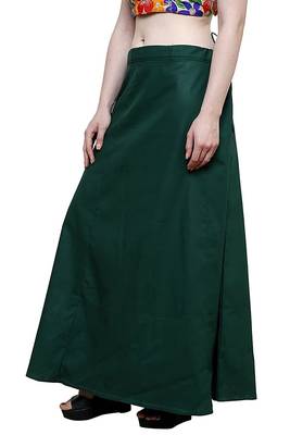 Dark Green Women's Cotton Plain Stitched Inskirt Saree Petticoats 3