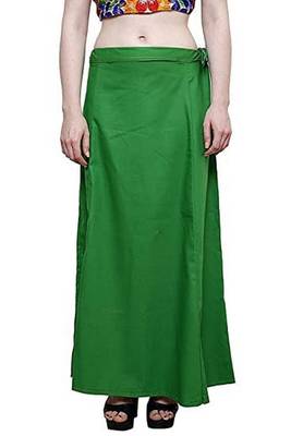 Green Women's Cotton Plain Stitched Inskirt Saree Petticoats 1