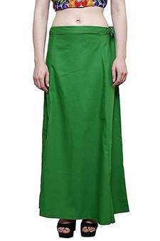 Green Women's Cotton Plain Stitched Inskirt Saree Petticoats
