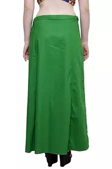 Green Women's Cotton Plain Stitched Inskirt Saree Petticoats