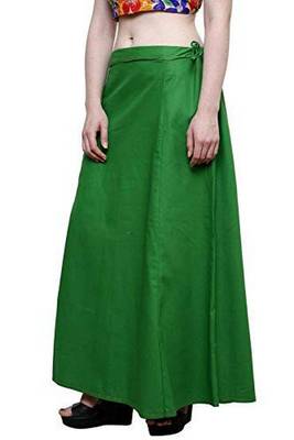 Green Women's Cotton Plain Stitched Inskirt Saree Petticoats 3