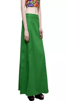 Green Women's Cotton Plain Stitched Inskirt Saree Petticoats