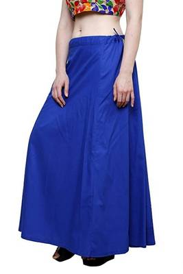 Royal Blue Women's Cotton Plain Stitched Inskirt Saree Petticoats 1