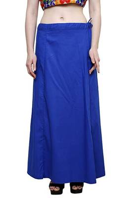 Royal Blue Women's Cotton Plain Stitched Inskirt Saree Petticoats 2