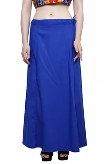 Royal Blue Women's Cotton Plain Stitched Inskirt Saree Petticoats