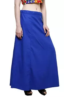 Royal Blue Women's Cotton Plain Stitched Inskirt Saree Petticoats