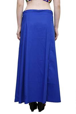 Royal Blue Women's Cotton Plain Stitched Inskirt Saree Petticoats 4