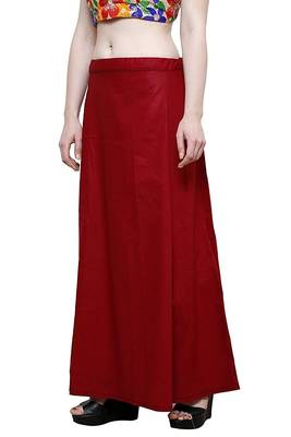 Maroon Cotton Solid Flared Skirt 1
