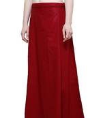Maroon Cotton Solid Flared Skirt