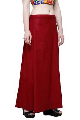 Maroon Cotton Solid Flared Skirt 2