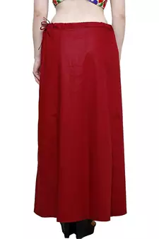 Maroon Cotton Solid Flared Skirt