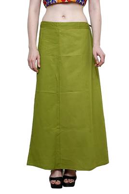 Mehandi Green Women's Cotton Plain Stitched Inskirt Saree Petticoats 1