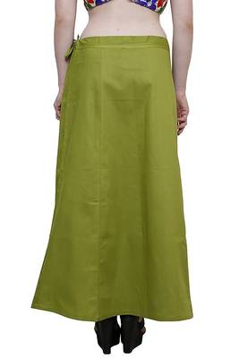 Mehandi Green Women's Cotton Plain Stitched Inskirt Saree Petticoats 2