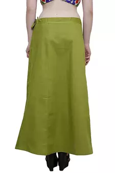 Mehandi Green Women's Cotton Plain Stitched Inskirt Saree Petticoats