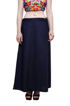 Navy Blue Women's Cotton Plain Stitched Inskirt Saree Petticoats