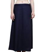 Navy Blue Women's Cotton Plain Stitched Inskirt Saree Petticoats