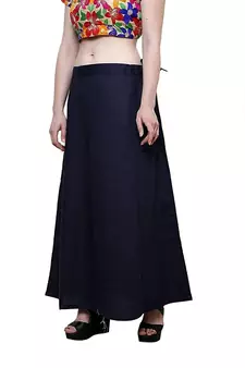 Navy Blue Women's Cotton Plain Stitched Inskirt Saree Petticoats